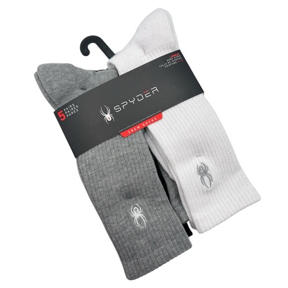 Spyder Other - Spyder Crew Length White Grey Black 5 Pairs Socks Men’s One Size